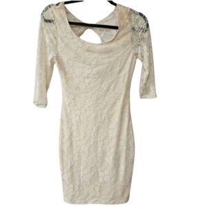 ASOS NWT women's size 4 mini bodycon off white lace overlay dress